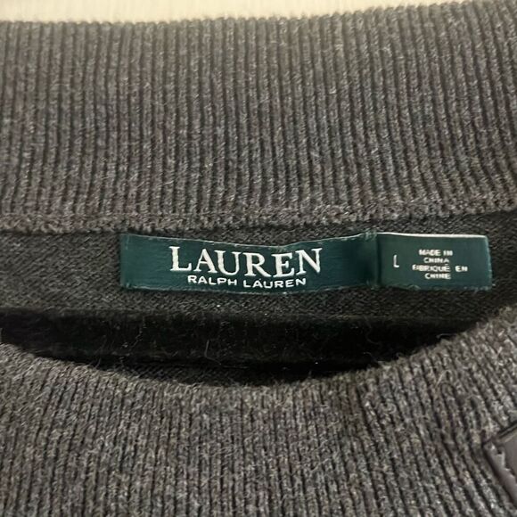 ✨Lauren Ralph Lauren Buckle Boatneck Grey Sz Large Sweater✨ - Picture 9 of 11